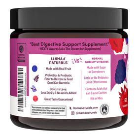 Llama Naturals Probiotiques Gummies 120 Ct présentation sur une table