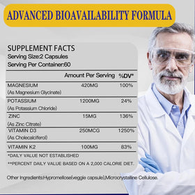 Lofei Complément Alimentaire Potassium Magnésium Zinc avec capsules à côté