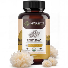 Longevity Botanicals capsules de champignon Tremella bio 120ct vue de face