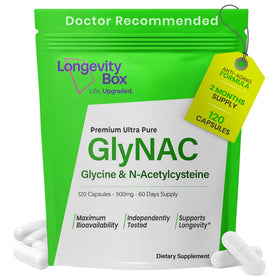 Longevity Box GlyNAC 1000mg gélules végétales en sachet éco-refermant