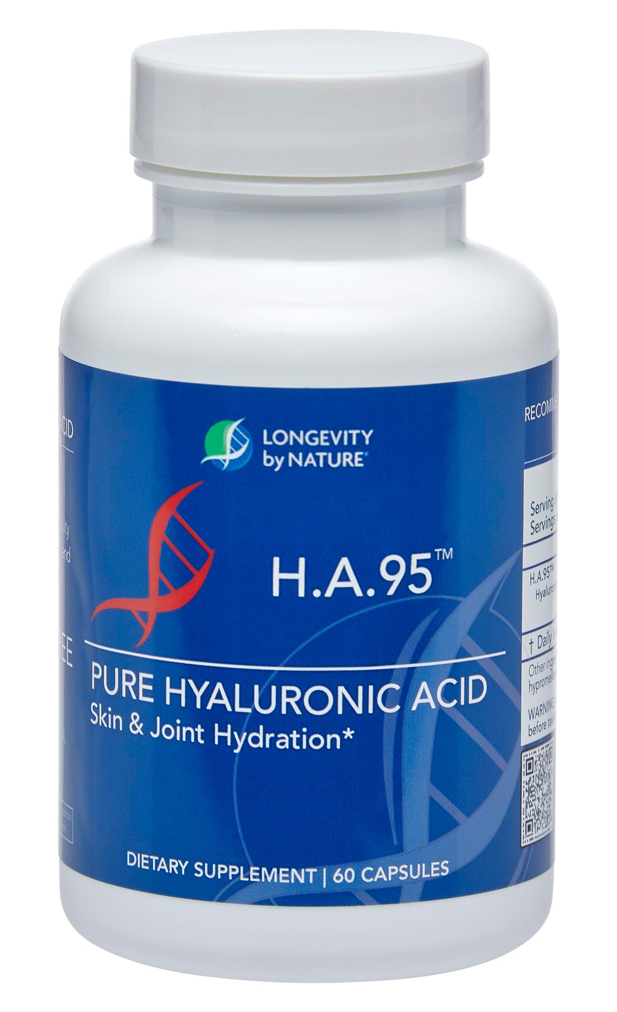 Longevity by Nature H.A.95 Acide Hyaluronique Capsules 60 Count, packaging front view