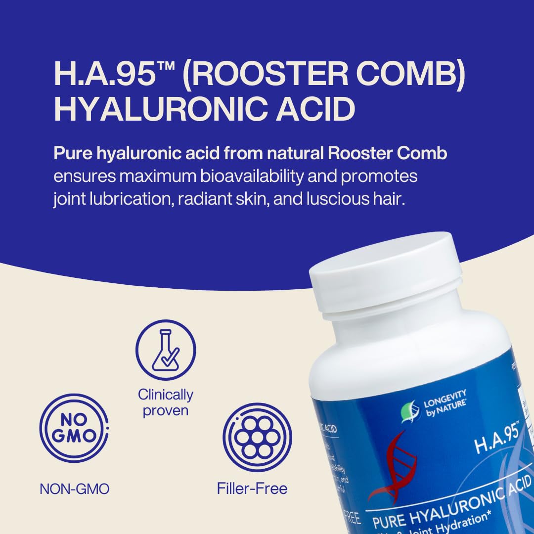 Longevity by Nature H.A.95 Acide Hyaluronique Capsules close-up with ingredients list