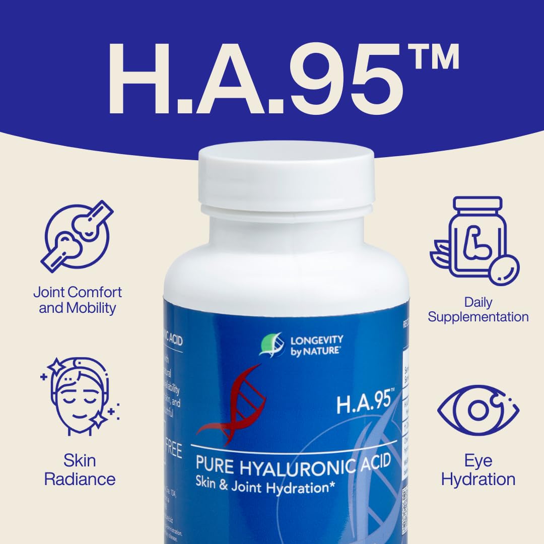 Longevity by Nature H.A.95 Capsules showing the bottle with 60 capsules