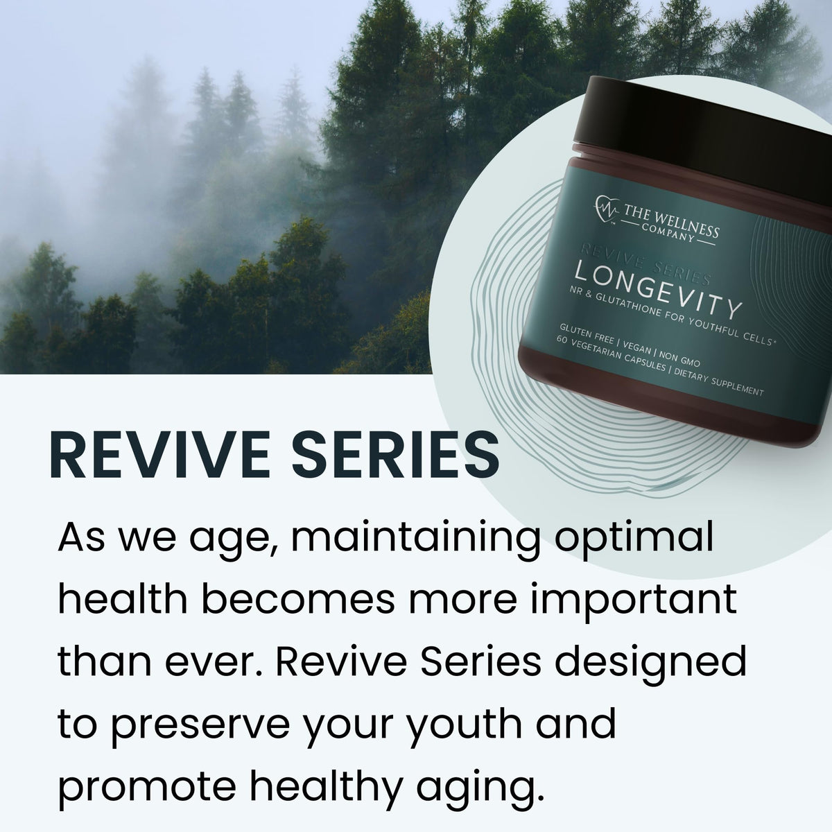 Longevity NR & Glutathione 60 capsules The Wellness Company lifestyle scene