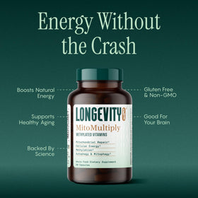 Longevity Rx MitoMultiply ingrédients sur l'étiquette