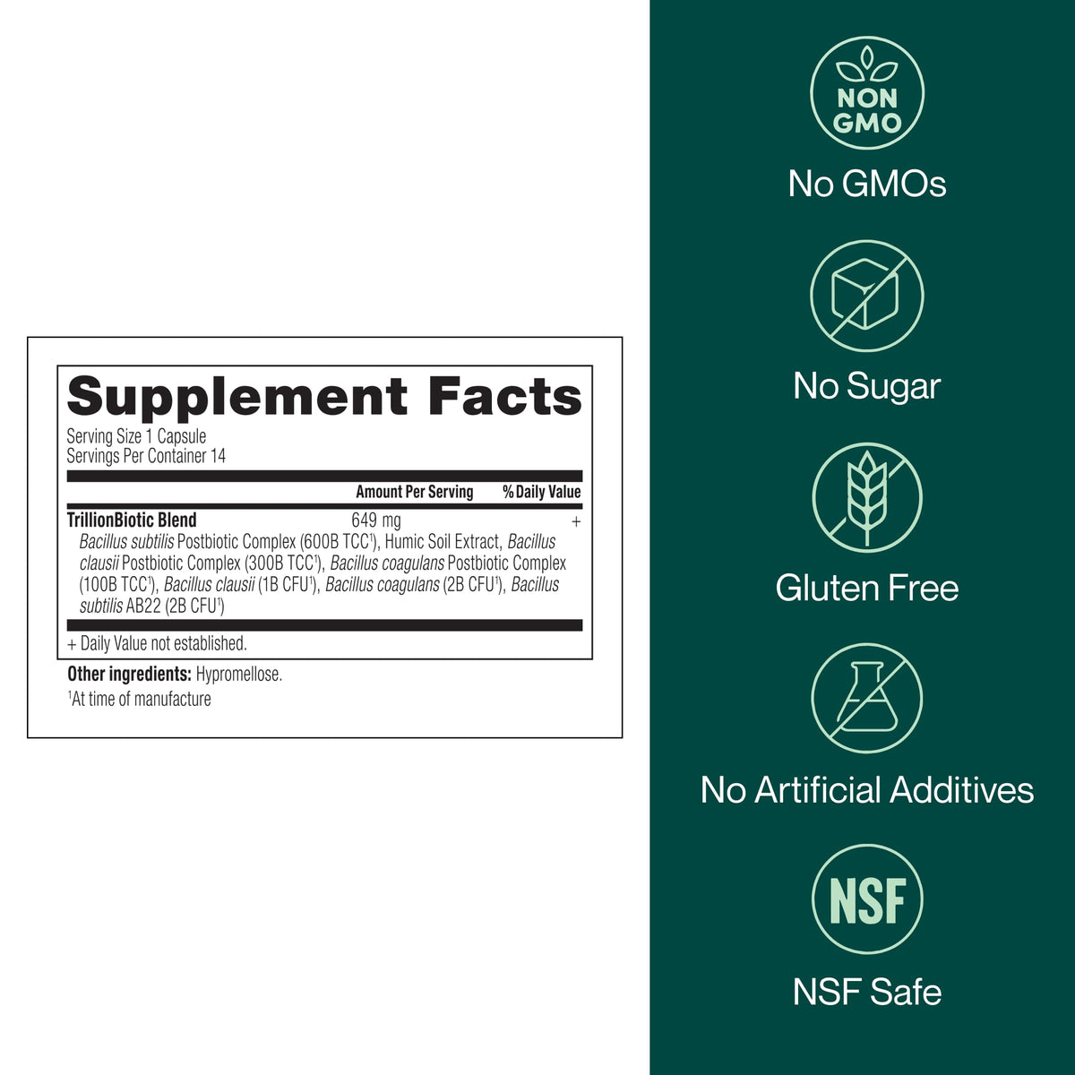 Longevity Rx Probiotic Trillion ingredients list