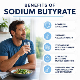 LongJuvity Labs Butyrate de Sodium avec un verre d'eau