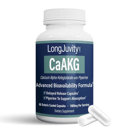 LongJuvity Labs Calcium Alpha-Ketoglutarate 1000mg 60 capsules front view