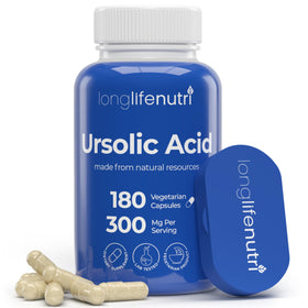 LongLifeNutri Acide Ursolique 300mg flacon de 180 gélules végétariennes vue de face