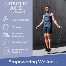 LongLifeNutri Acide Ursolique 300mg gélules sur fond blanc
