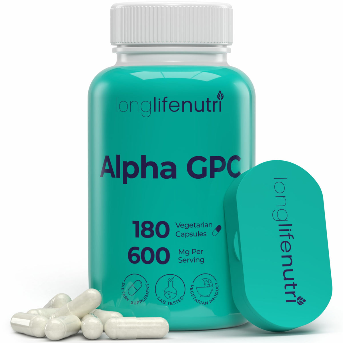 LongLifeNutri Alpha GPC 600mg bouteille de 180 capsules végétariennes