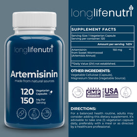 LongLifeNutri Artemisinin 150mg - Capsules végétariennes en gros plan