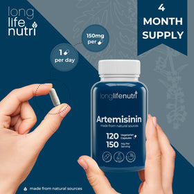 LongLifeNutri Artemisinin 150mg sur un fond de bois