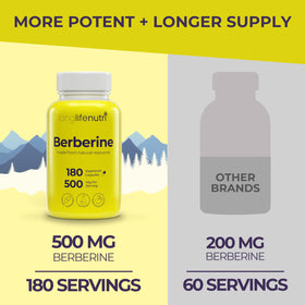LongLifeNutri Berbérine 500mg HCL - capsules sur fond blanc