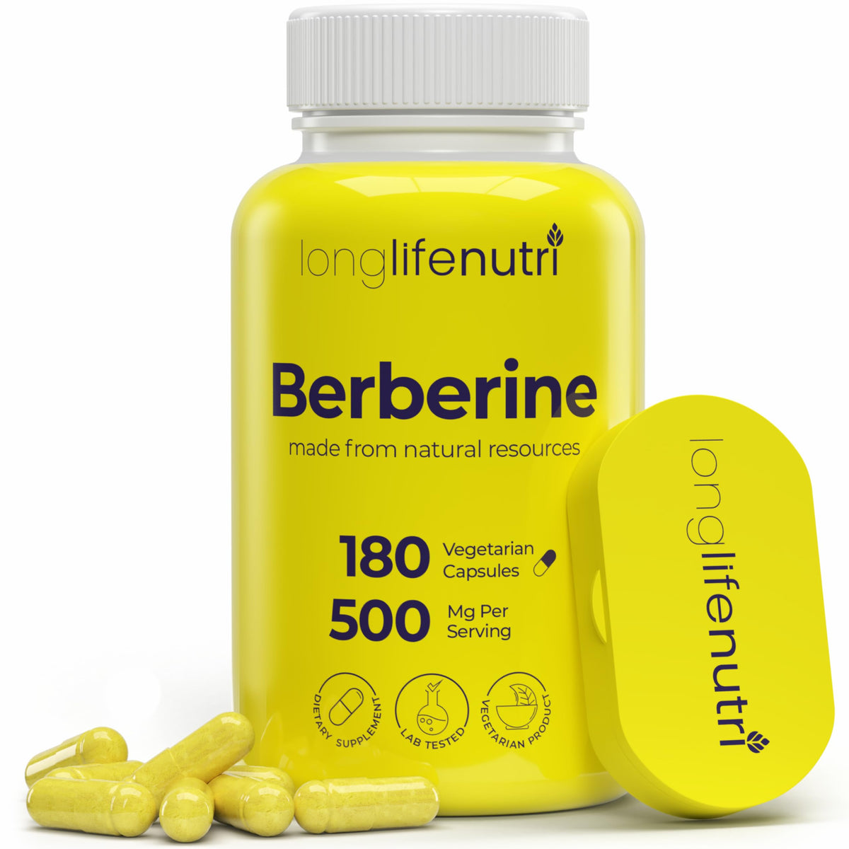 LongLifeNutri Berbérine 500mg HCL capsules végétariennes - vue avant