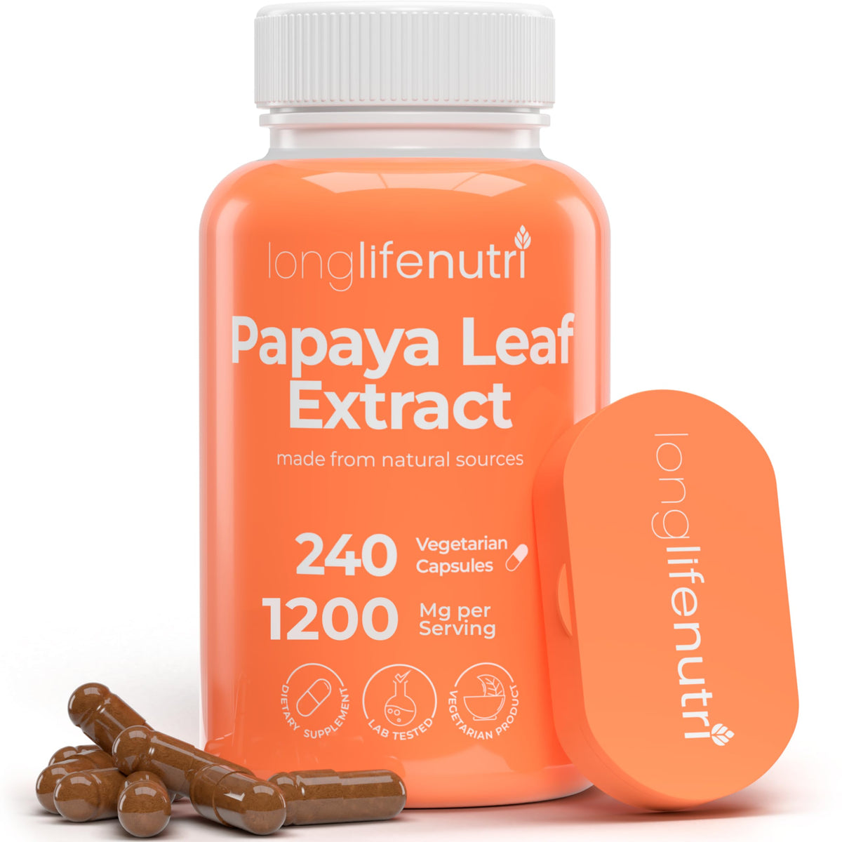 LongLifeNutri Extrait de Feuille de Papaye 1 200 mg bouteille vue avant