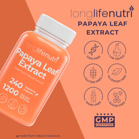 LongLifeNutri Extrait de Feuille de Papaye sur fond naturel