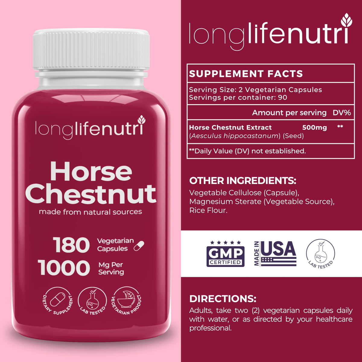 LongLifeNutri Extrait de Marronnier d'Inde 500mg packaging