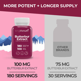 LongLifeNutri Extrait de Pétasite 100 mg avec un organisateur de pilules