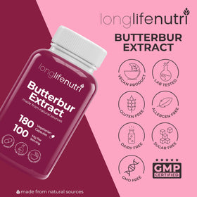 LongLifeNutri Extrait de Pétasite 100 mg avec une étiquette de certification GMP