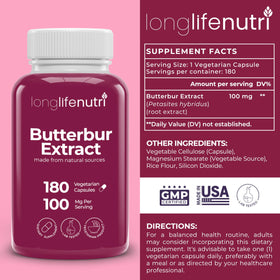 LongLifeNutri Extrait de Pétasite 100 mg capsules végétariennes