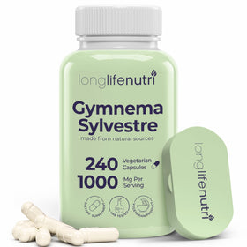 LongLifeNutri Gymnema Sylvestre 1000mg bouteille avant avec 240 gélules