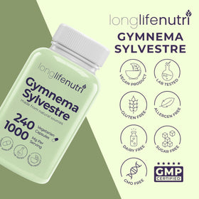 LongLifeNutri Gymnema Sylvestre 1000mg gélules dans un organisateur de pilules
