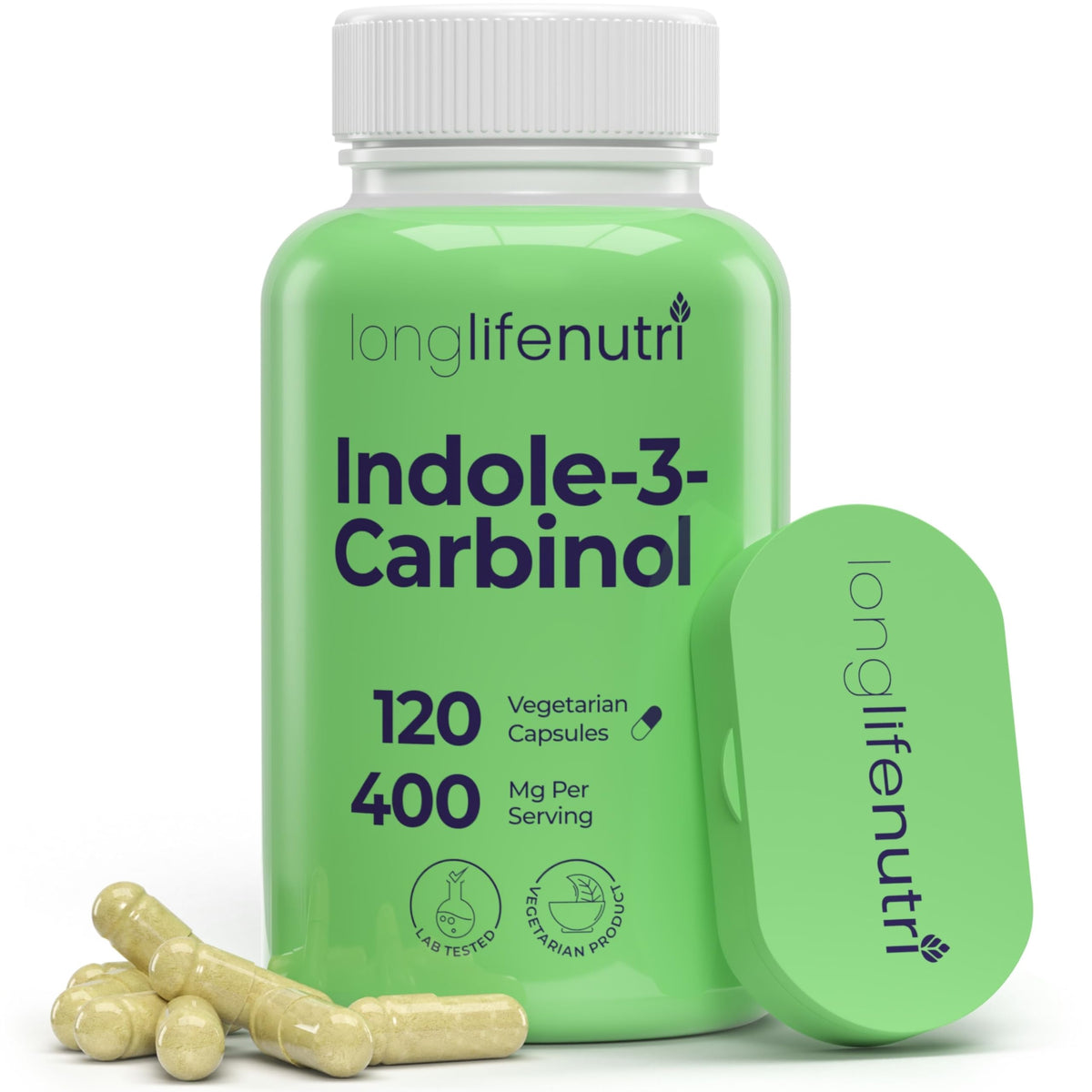 LongLifeNutri Indole-3-Carbinol 400mg 120 capsules végétales, vue de face