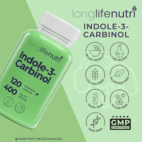 LongLifeNutri Indole-3-Carbinol 400mg capsules, vue de côté
