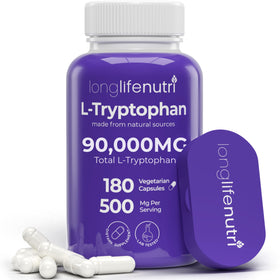 LongLifeNutri L-Tryptophan 500mg 180 capsules végétales vue de face