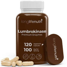 LongLifeNutri Lumbrokinase 100mg complément alimentaire 120 capsules végétariennes