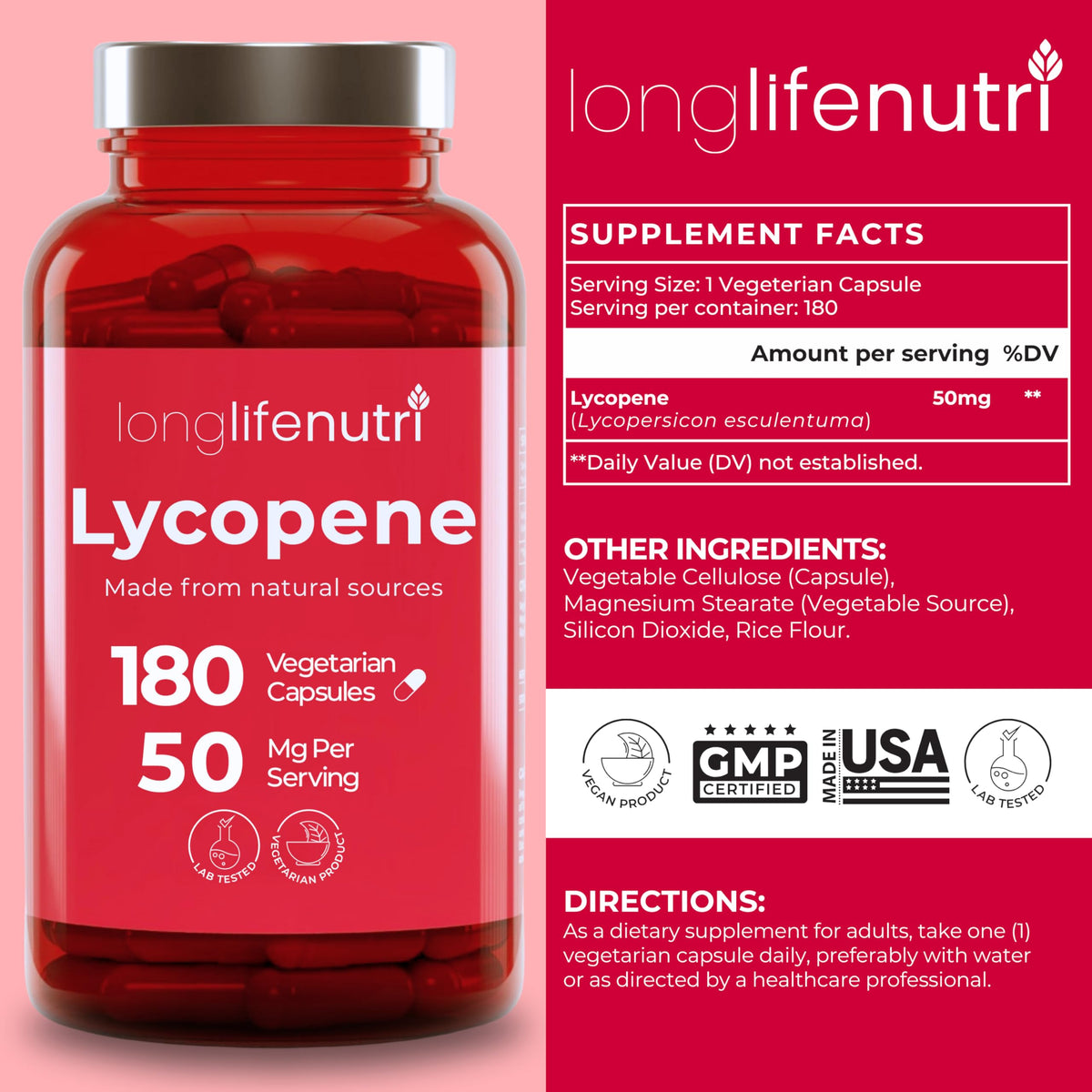 LongLifeNutri Lycopène 50mg gélules végétales étui