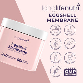 LongLifeNutri Membrane d'Oeuf 500mg capsules sur une table