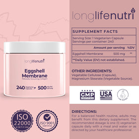 LongLifeNutri Membrane d'Oeuf 500mg capsules végétariennes