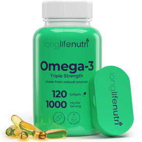 LongLifeNutri Omega 3 huile de poisson 1000mg flacon avant