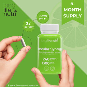 LongLifeNutri Vascular Synergy Complex capsules en main