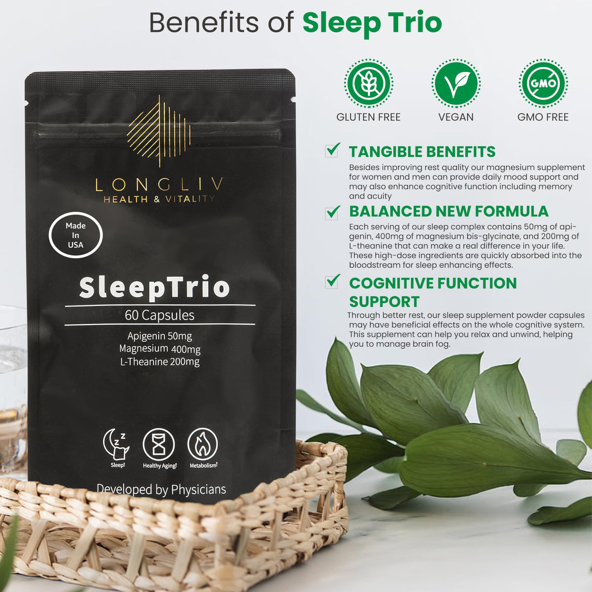 LongLiv Sleep Trio capsules close-up