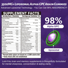 LotinYntu Gummies Alpha Brain 3500MG gummies au goût de raisin