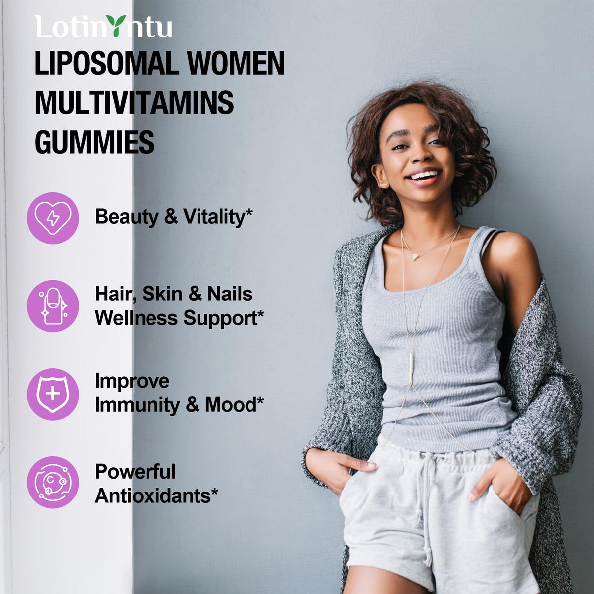 LotinYntu Gummies Multivitamines Femmes 4000MG en gros plan sur un gummy
