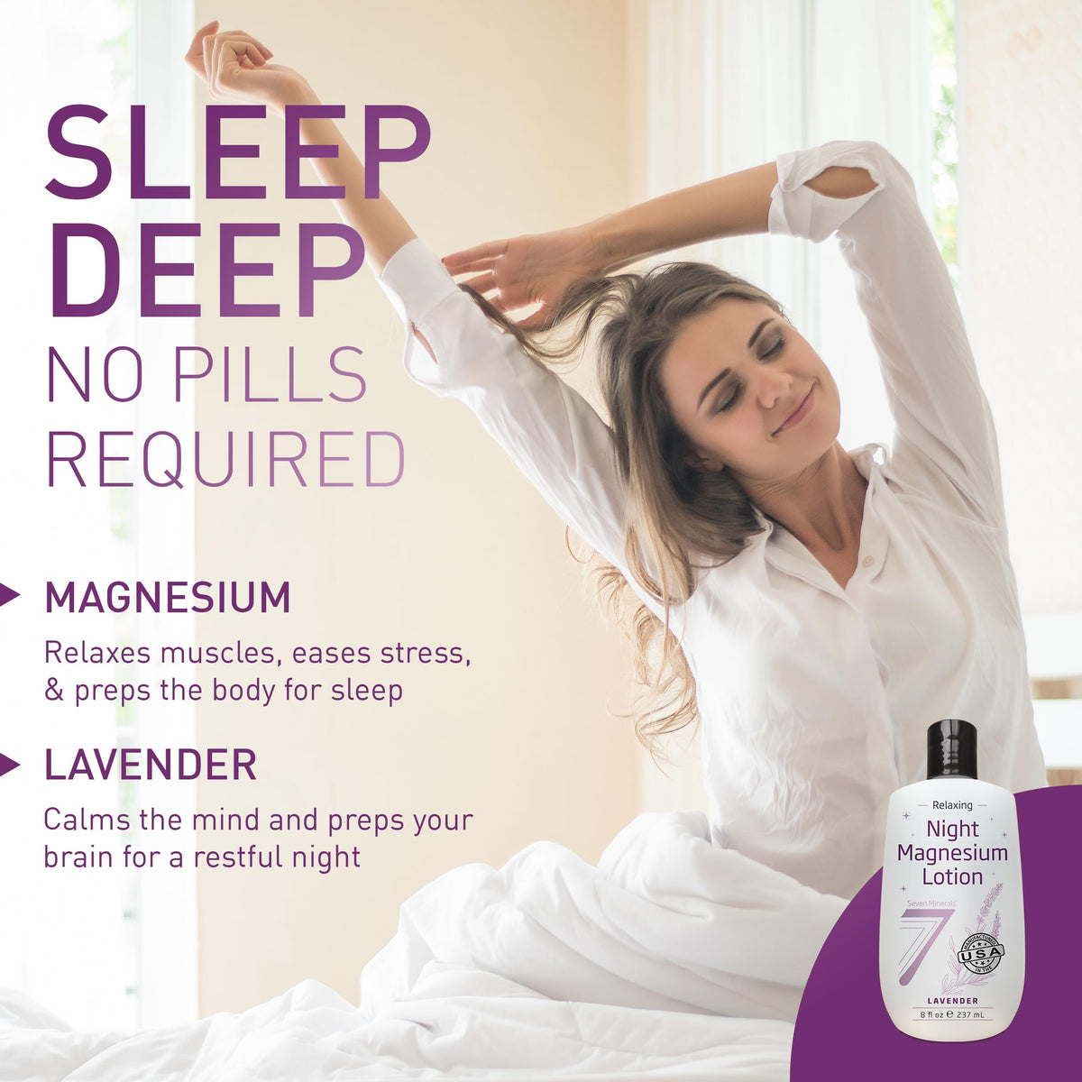Lotion de magnésium lavande Seven Minerals avec ingrédients naturels