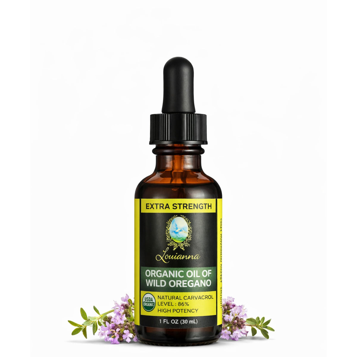 Louianna huile d'origan bio 30 ml, flacon avec diffuseur