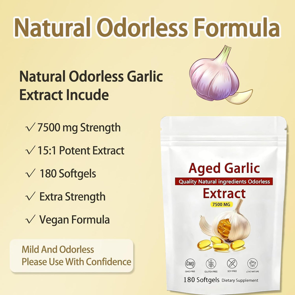 Louma NuvaPure Aged Garlic 7500mg avec dimensions de l'emballage