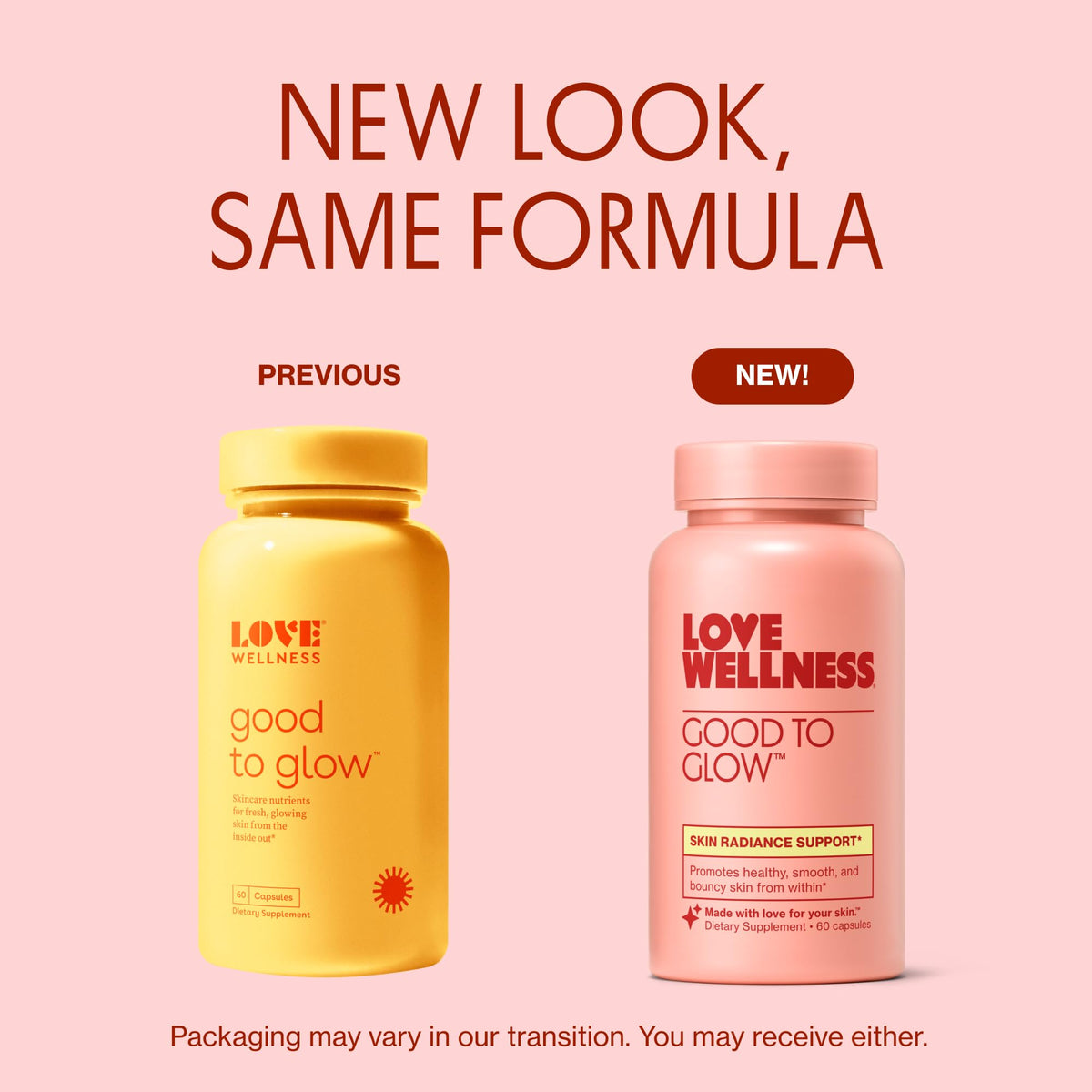 Love Wellness Good to Glow gélules dans un verre