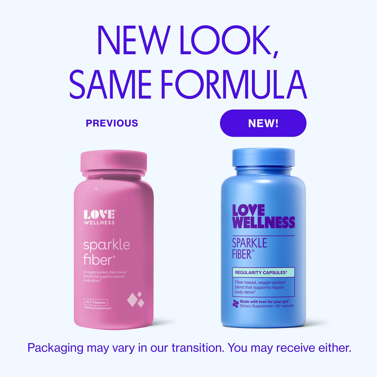 Love Wellness Sparkle Fiber capsules avec emballage