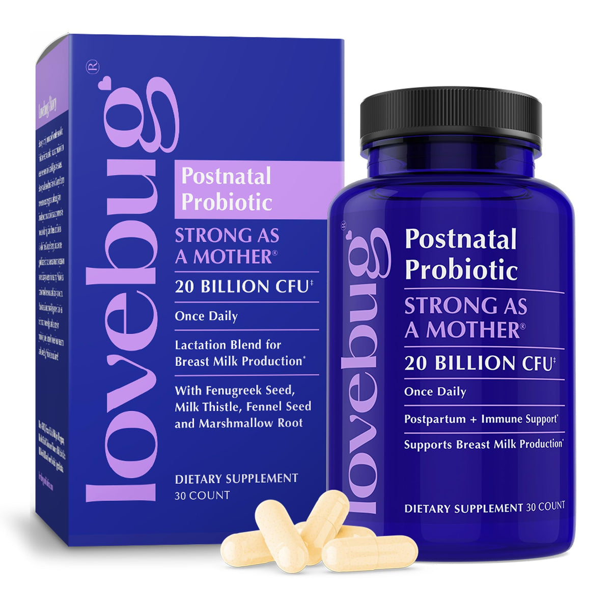 LOVEBUG Postnatal 30 capsules vue de face