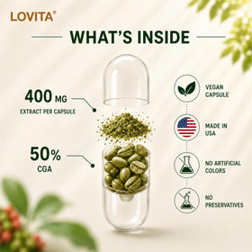LOVITA Extrait de Grain de Café Vert capsules ouvertes