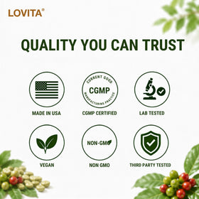 LOVITA Extrait de Grain de Café Vert sur une table avec d'autres suppléments