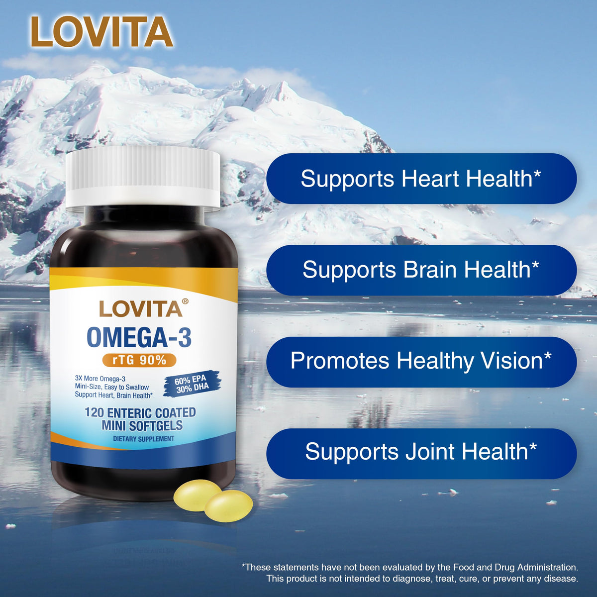 LOVITA Huile de Poisson Omega-3 2000 mg ingrédients sur l'étiquette