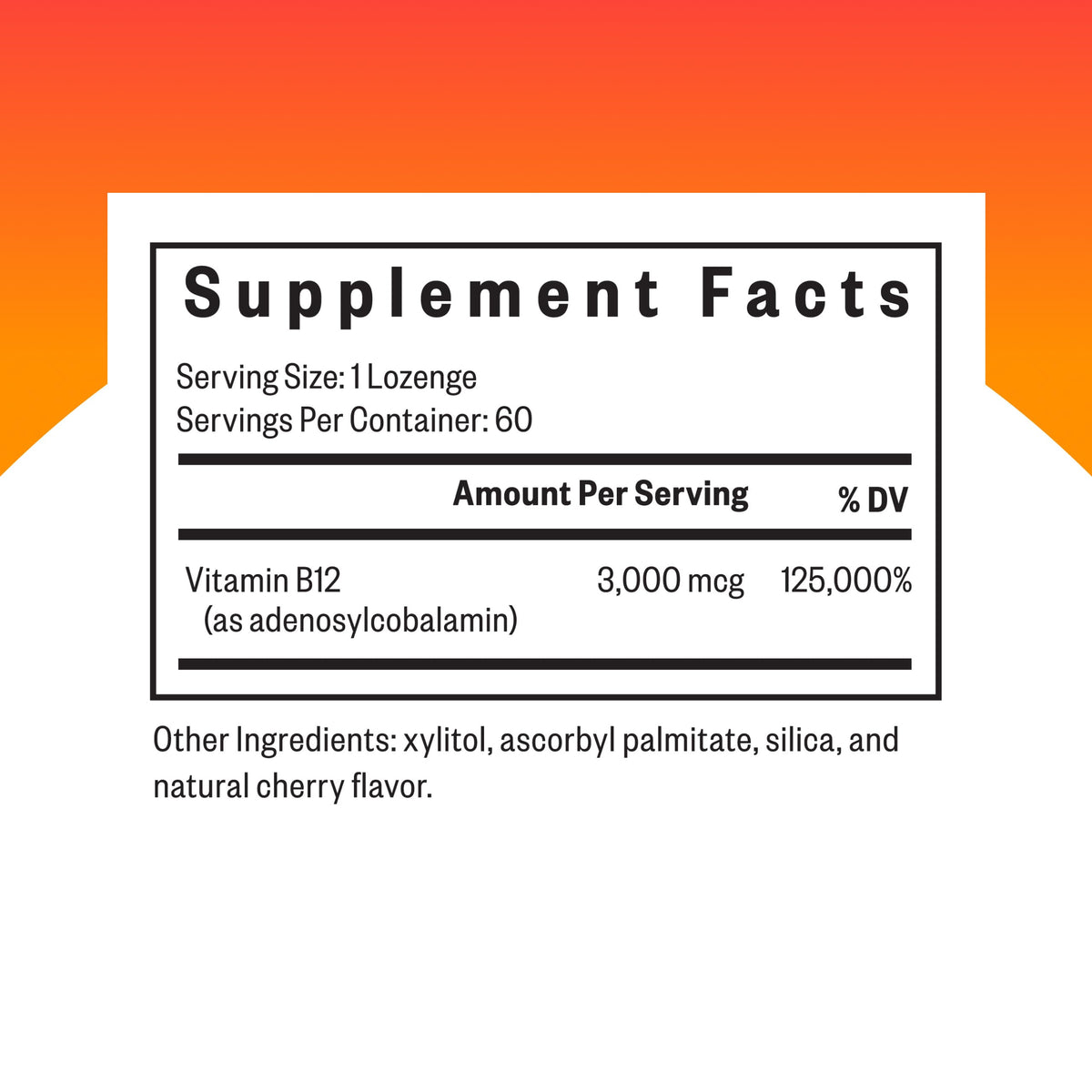 Lozenges de vitamine B12 Adeno B12 avec goût cerise, présentation