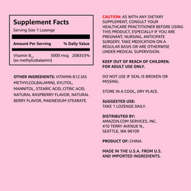 Lozenges de vitamine B12 Methylcobalamine 5000 mcg, présentation individuelle
